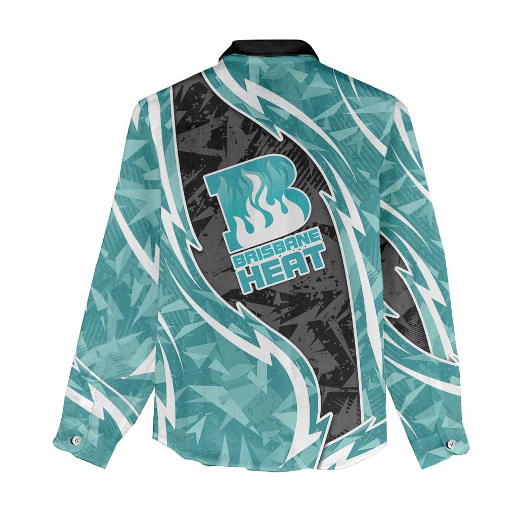 Brisbane Heat Women Casual Shirt Flaming Lightning Storm Geometric Sports Mascot Art