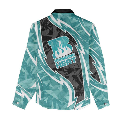 Brisbane Heat Women Casual Shirt Flaming Lightning Storm Geometric Sports Mascot Art