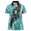 Brisbane Heat Women Polo Shirt Flaming Lightning Storm Geometric Sports Mascot Art
