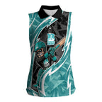 Brisbane Heat Women Sleeveless Polo Shirt Flaming Lightning Storm Geometric Sports Mascot Art