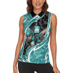 Brisbane Heat Women Sleeveless Polo Shirt Flaming Lightning Storm Geometric Sports Mascot Art