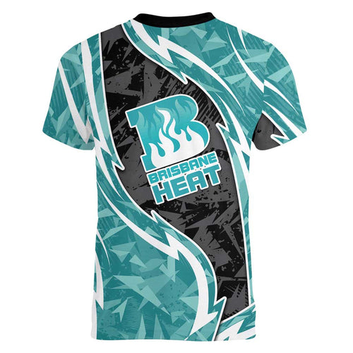 Brisbane Heat Women V-Neck T-Shirt Flaming Lightning Storm Geometric Sports Mascot Art