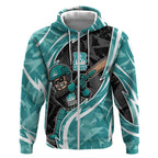 Brisbane Heat Zip Hoodie Flaming Lightning Storm Geometric Sports Mascot Art