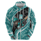 Brisbane Heat Zip Hoodie Flaming Lightning Storm Geometric Sports Mascot Art