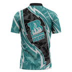 Brisbane Heat Zipper Polo Shirt Flaming Lightning Storm Geometric Sports Mascot Art