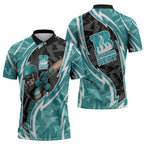 Brisbane Heat Zipper Polo Shirt Flaming Lightning Storm Geometric Sports Mascot Art
