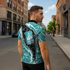 Brisbane Heat Zipper Polo Shirt Flaming Lightning Storm Geometric Sports Mascot Art