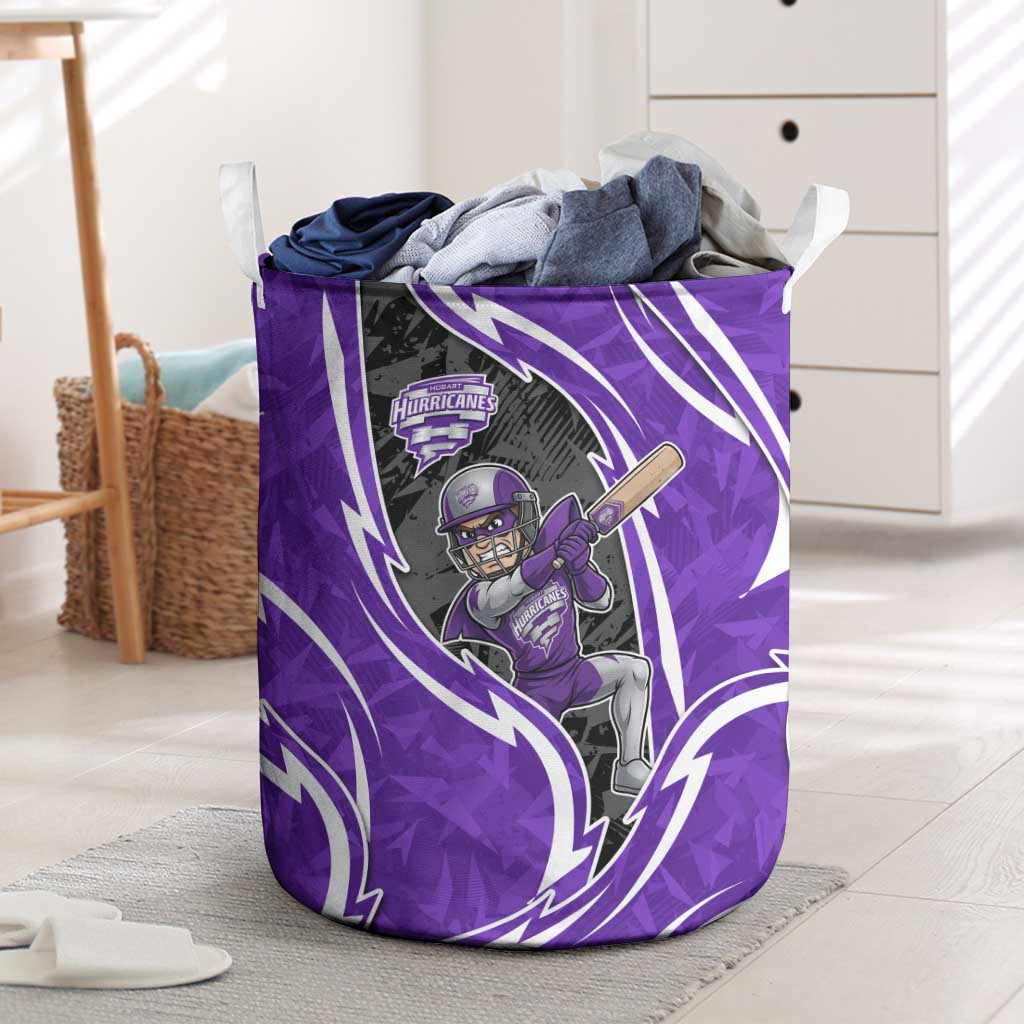 Hobart Hurricanes Laundry Basket Flaming Lightning Storm Geometric Sports Mascot Art