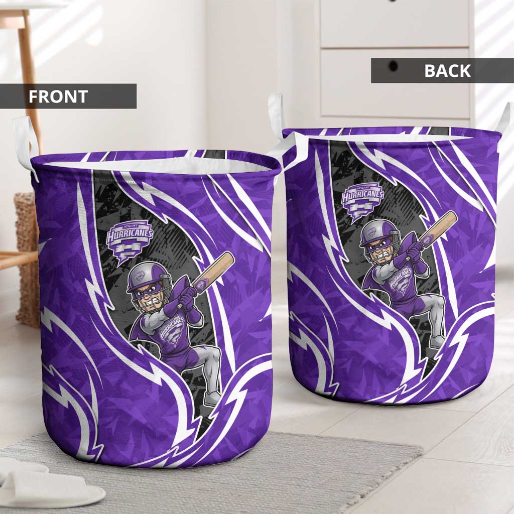 Hobart Hurricanes Laundry Basket Flaming Lightning Storm Geometric Sports Mascot Art