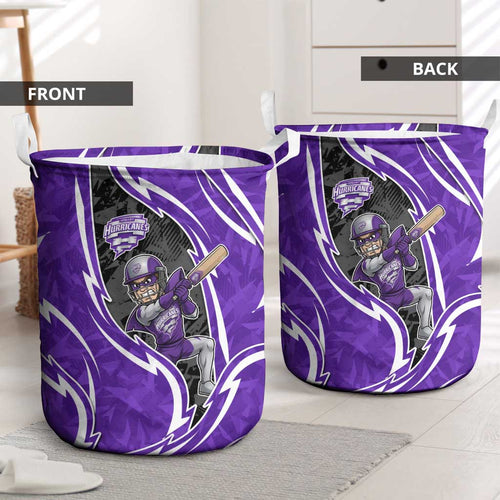 Hobart Hurricanes Laundry Basket Flaming Lightning Storm Geometric Sports Mascot Art