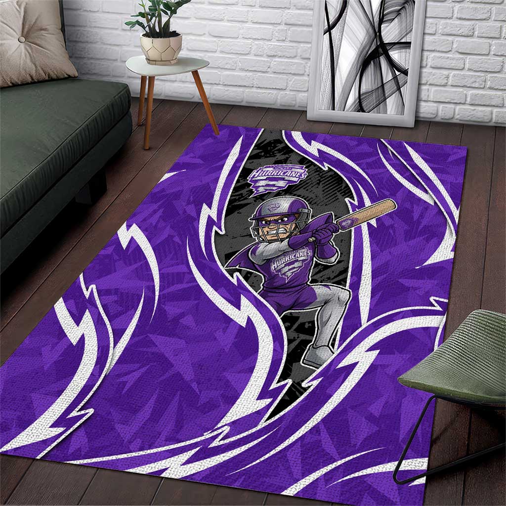 Hobart Hurricanes Area Rug Flaming Lightning Storm Geometric Sports Mascot Art