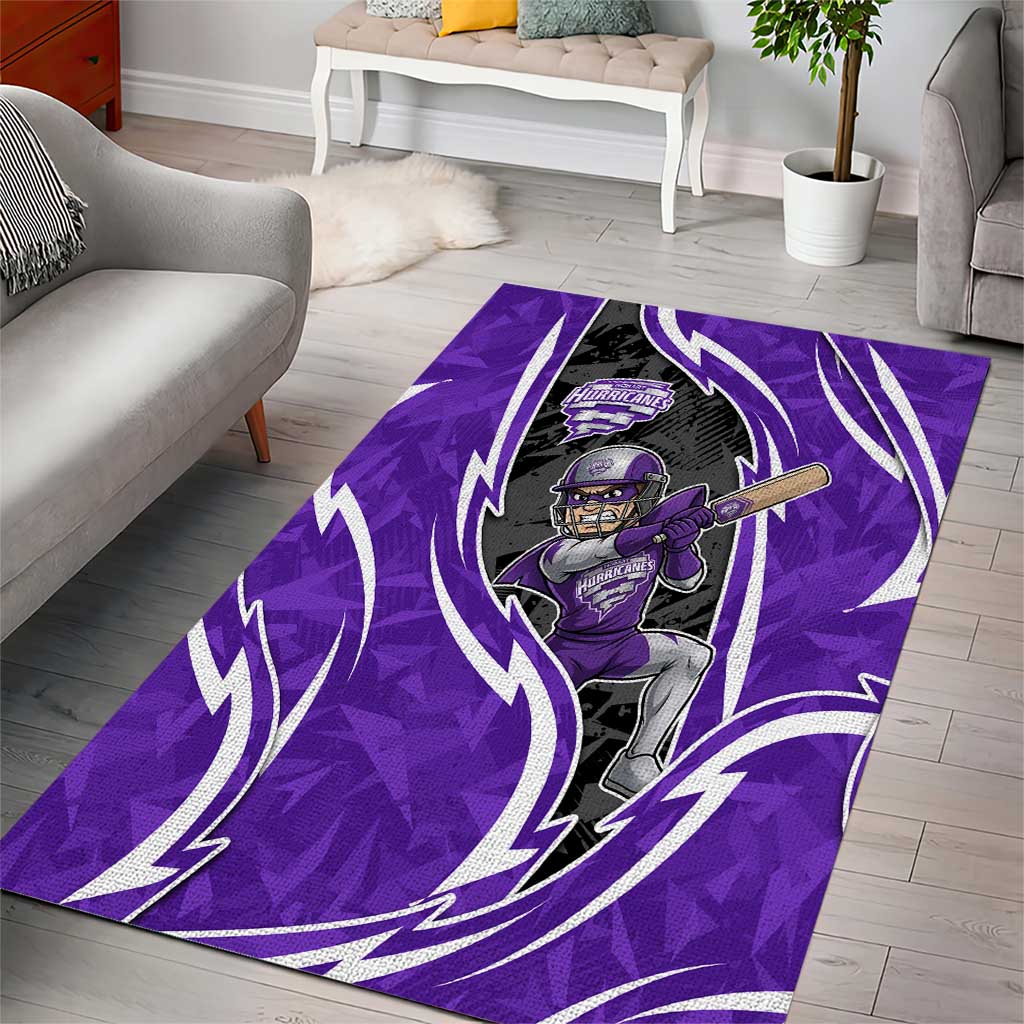 Hobart Hurricanes Area Rug Flaming Lightning Storm Geometric Sports Mascot Art