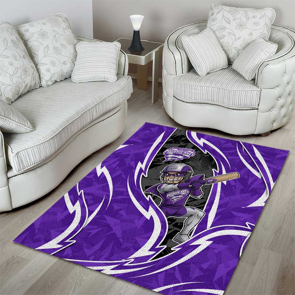Hobart Hurricanes Area Rug Flaming Lightning Storm Geometric Sports Mascot Art