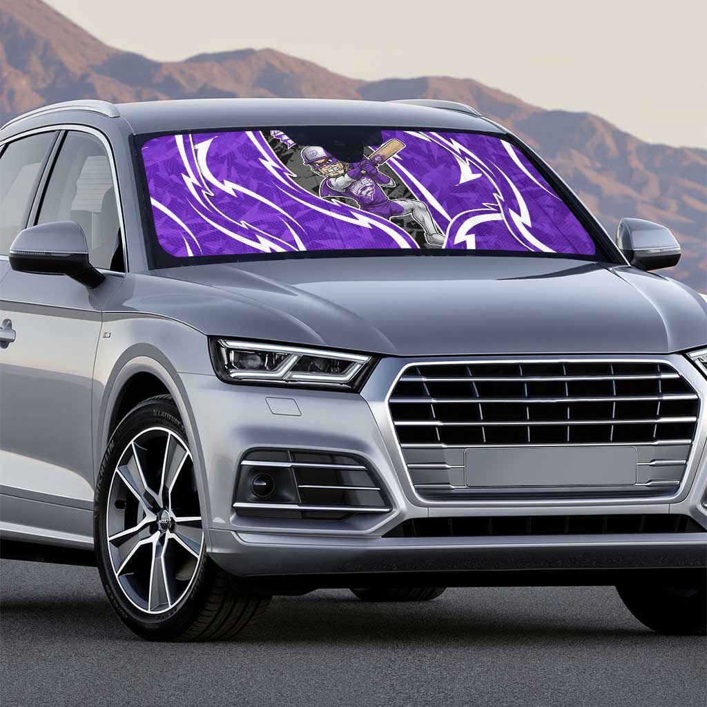 Hobart Hurricanes Auto Sun Shade Flaming Lightning Storm Geometric Sports Mascot Art