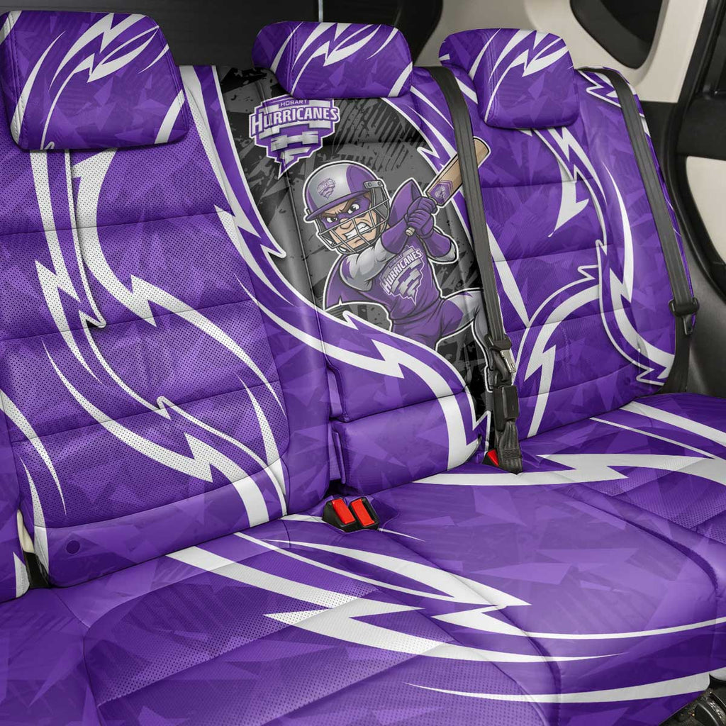 Hobart Hurricanes Back Car Seat Cover Flaming Lightning Storm Geometric Sports Mascot Art