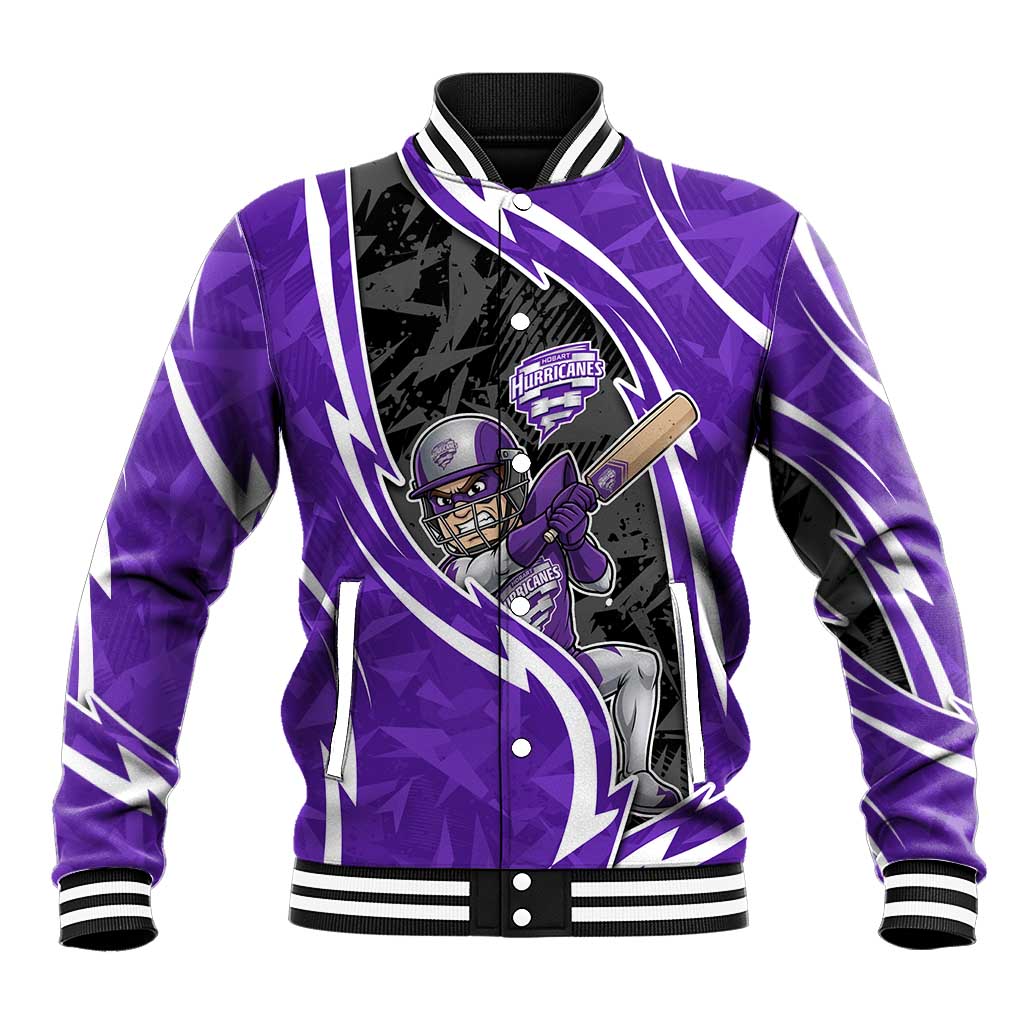 Hobart Hurricanes Baseball Jacket Flaming Lightning Storm Geometric Sports Mascot Art
