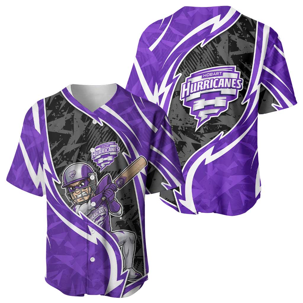 Hobart Hurricanes Baseball Jersey Flaming Lightning Storm Geometric Sports Mascot Art