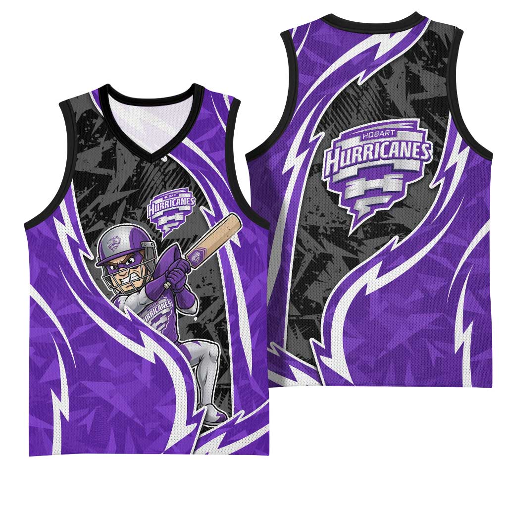 Hobart Hurricanes Basketball Jersey Flaming Lightning Storm Geometric Sports Mascot Art