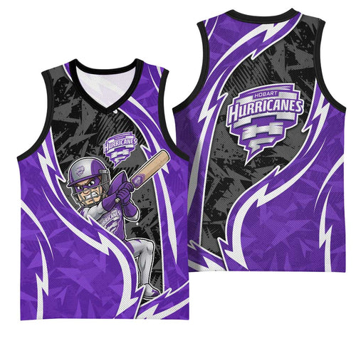 Hobart Hurricanes Basketball Jersey Flaming Lightning Storm Geometric Sports Mascot Art