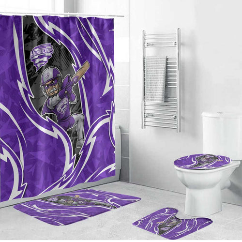 Hobart Hurricanes Bathroom Set Flaming Lightning Storm Geometric Sports Mascot Art