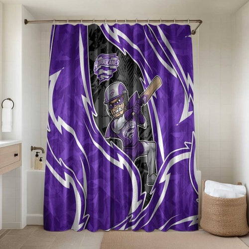 Hobart Hurricanes Bathroom Set Flaming Lightning Storm Geometric Sports Mascot Art