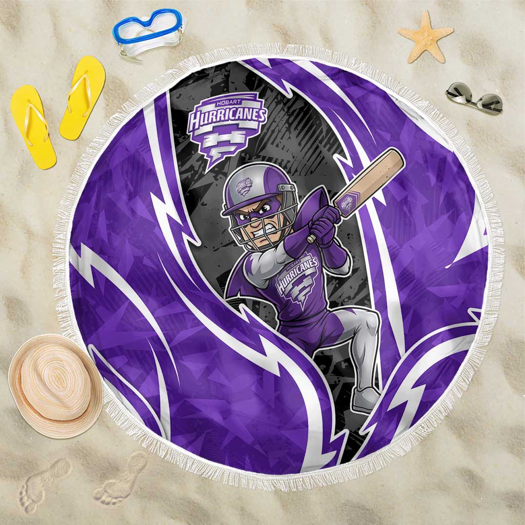 Hobart Hurricanes Beach Blanket Flaming Lightning Storm Geometric Sports Mascot Art