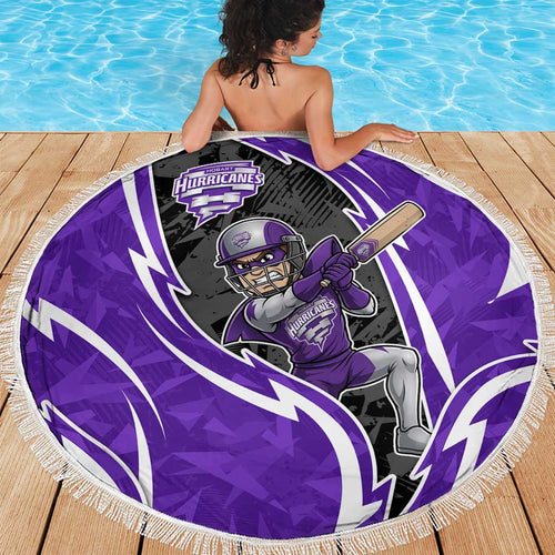Hobart Hurricanes Beach Blanket Flaming Lightning Storm Geometric Sports Mascot Art