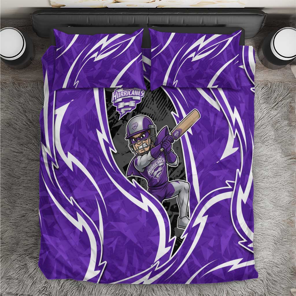 Hobart Hurricanes Bedding Set Flaming Lightning Storm Geometric Sports Mascot Art