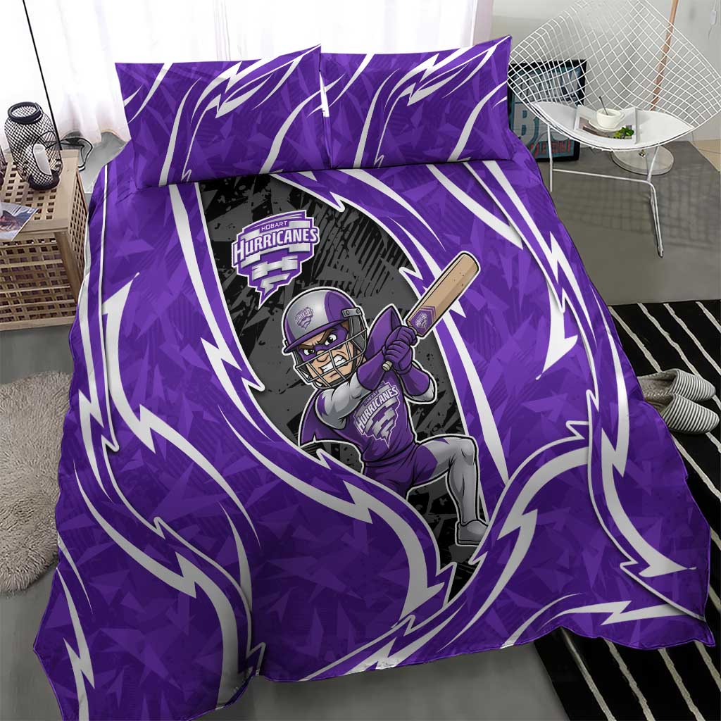 Hobart Hurricanes Bedding Set Flaming Lightning Storm Geometric Sports Mascot Art