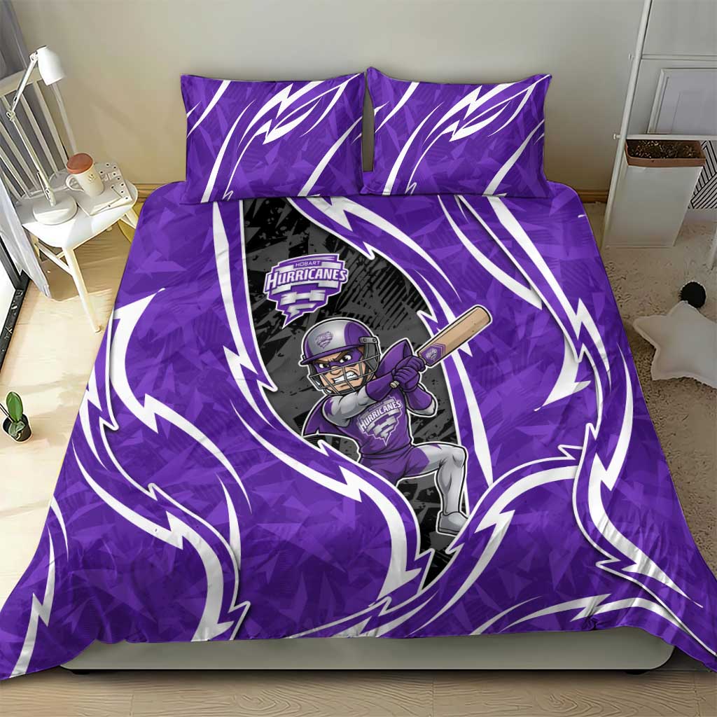 Hobart Hurricanes Bedding Set Flaming Lightning Storm Geometric Sports Mascot Art