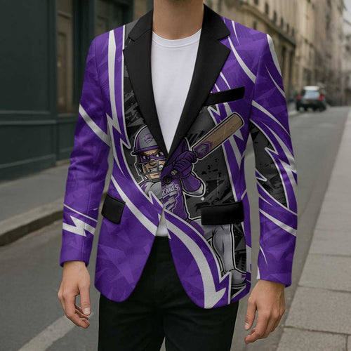 Hobart Hurricanes Blazer Flaming Lightning Storm Geometric Sports Mascot Art