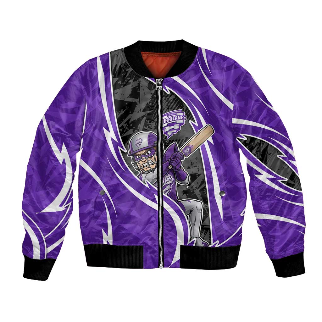 Hobart Hurricanes Bomber Jacket Flaming Lightning Storm Geometric Sports Mascot Art