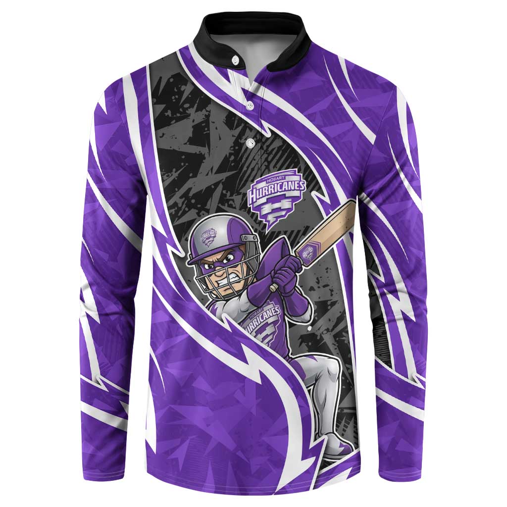 Hobart Hurricanes Button Sweatshirt Flaming Lightning Storm Geometric Sports Mascot Art