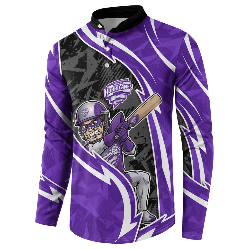 Hobart Hurricanes Button Sweatshirt Flaming Lightning Storm Geometric Sports Mascot Art
