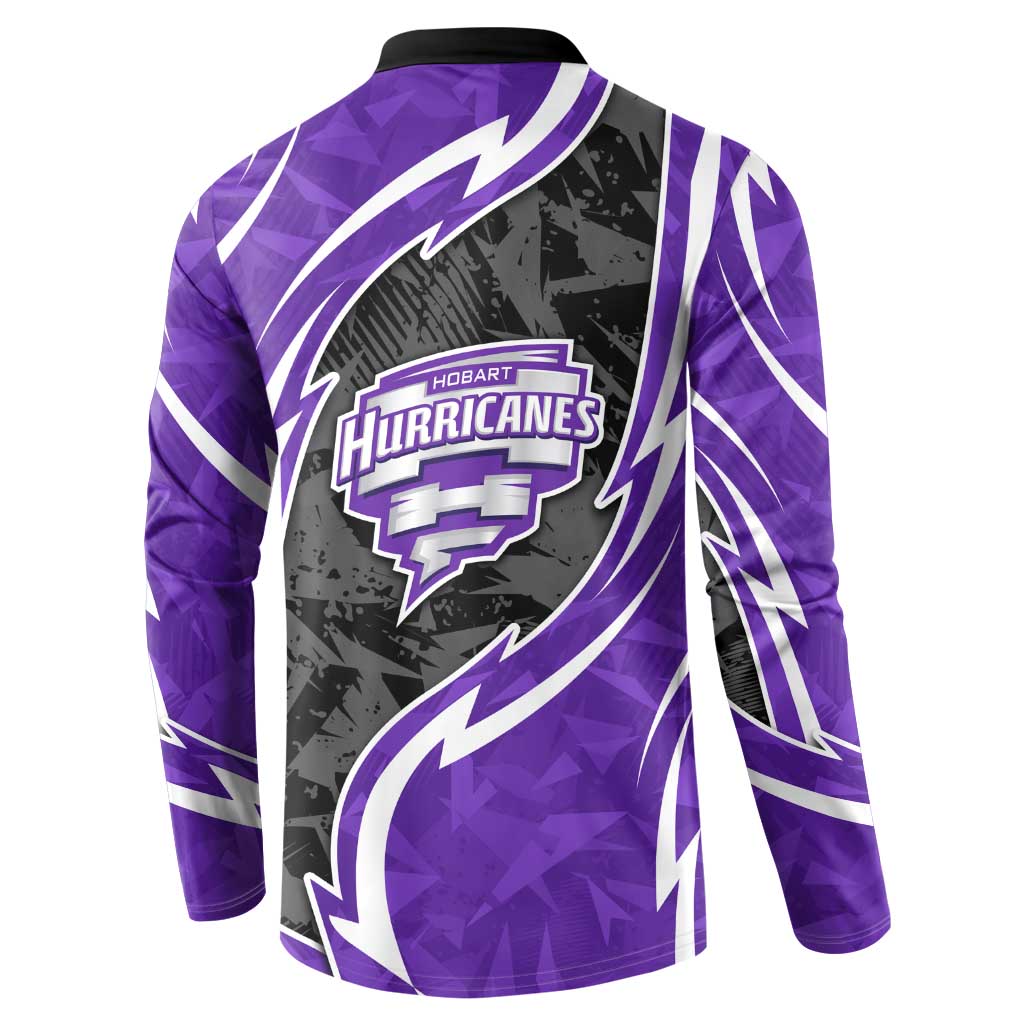 Hobart Hurricanes Button Sweatshirt Flaming Lightning Storm Geometric Sports Mascot Art
