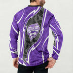 Hobart Hurricanes Button Sweatshirt Flaming Lightning Storm Geometric Sports Mascot Art