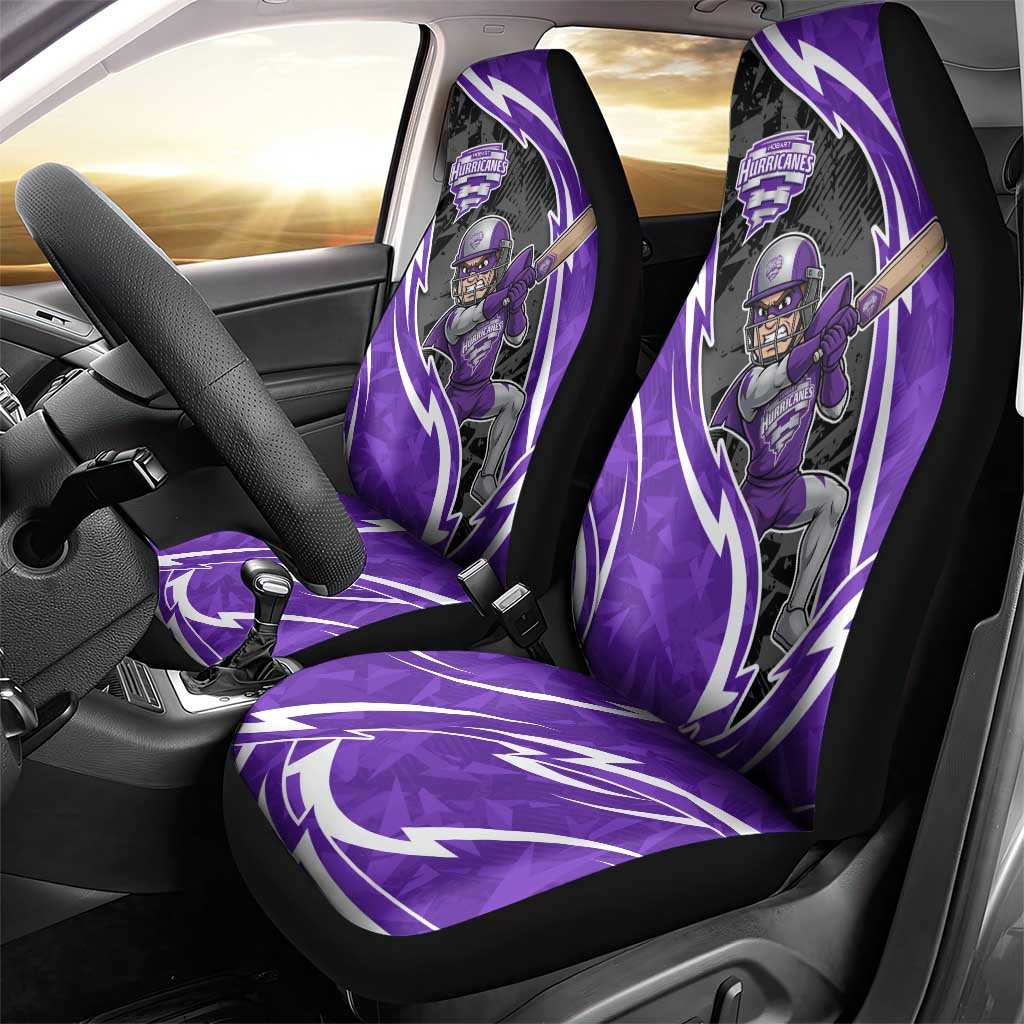 Hobart Hurricanes Car Seat Cover Flaming Lightning Storm Geometric Sports Mascot Art