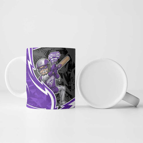 Hobart Hurricanes Ceramic Mug Flaming Lightning Storm Geometric Sports Mascot Art