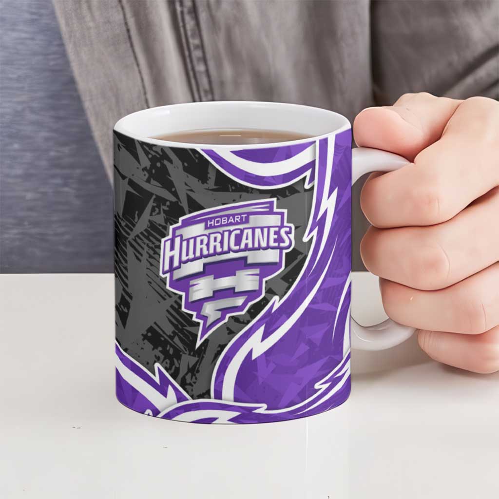 Hobart Hurricanes Ceramic Mug Flaming Lightning Storm Geometric Sports Mascot Art