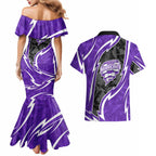 Hobart Hurricanes Couples Matching Mermaid Dress and Hawaiian Shirt Flaming Lightning Storm Geometric Sports Mascot Art