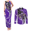Hobart Hurricanes Couples Matching Tank Maxi Dress and Long Sleeve Button Shirt Flaming Lightning Storm Geometric Sports Mascot Art