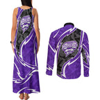 Hobart Hurricanes Couples Matching Tank Maxi Dress and Long Sleeve Button Shirt Flaming Lightning Storm Geometric Sports Mascot Art