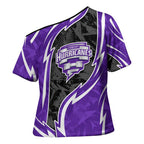 Hobart Hurricanes Cross Shoulder Shirt Flaming Lightning Storm Geometric Sports Mascot Art