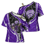 Hobart Hurricanes Cross Shoulder Shirt Flaming Lightning Storm Geometric Sports Mascot Art