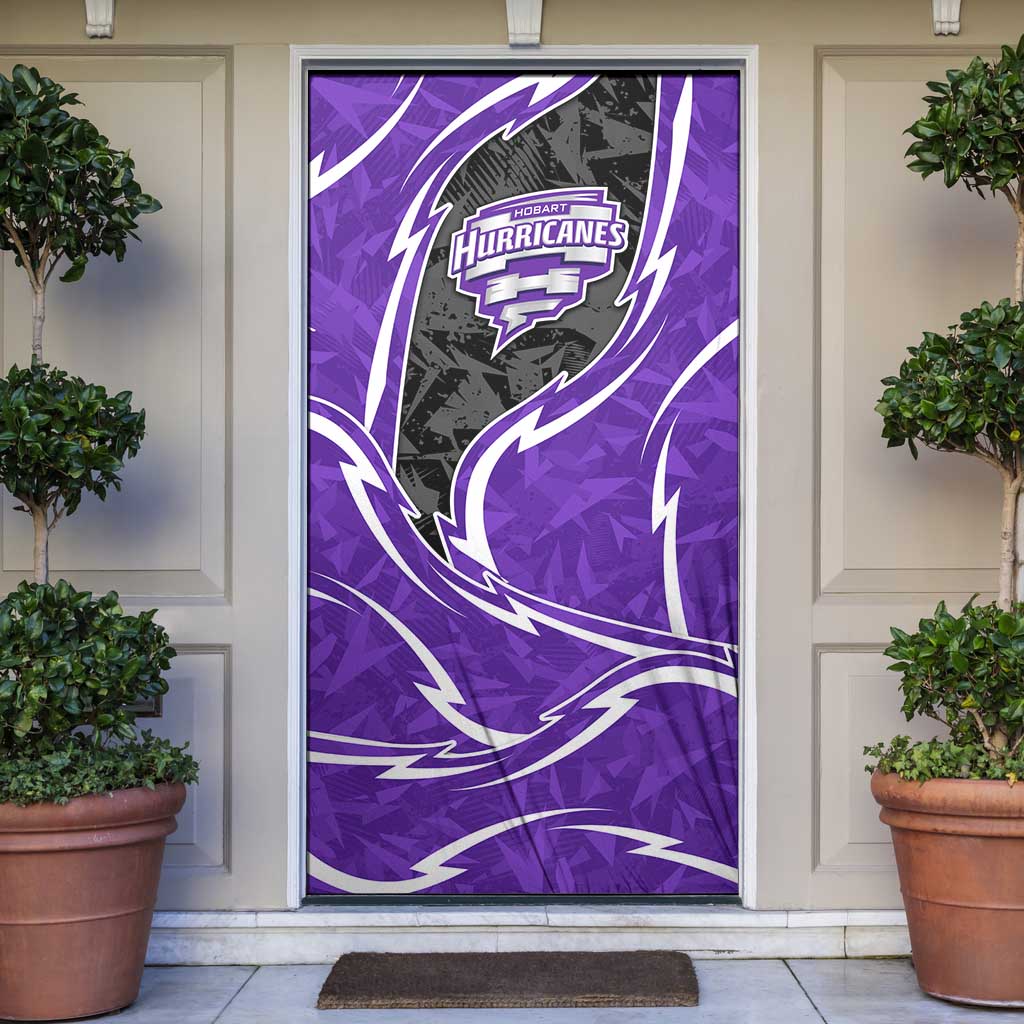 Hobart Hurricanes Door Cover Flaming Lightning Storm Geometric Sports Mascot Art