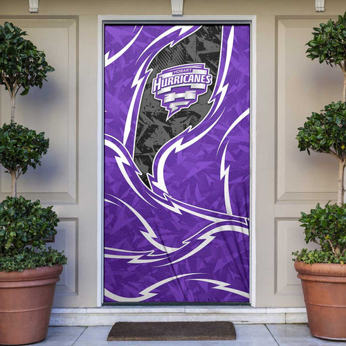 Hobart Hurricanes Door Cover Flaming Lightning Storm Geometric Sports Mascot Art