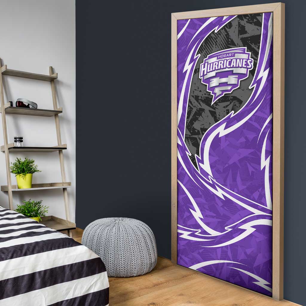 Hobart Hurricanes Door Cover Flaming Lightning Storm Geometric Sports Mascot Art