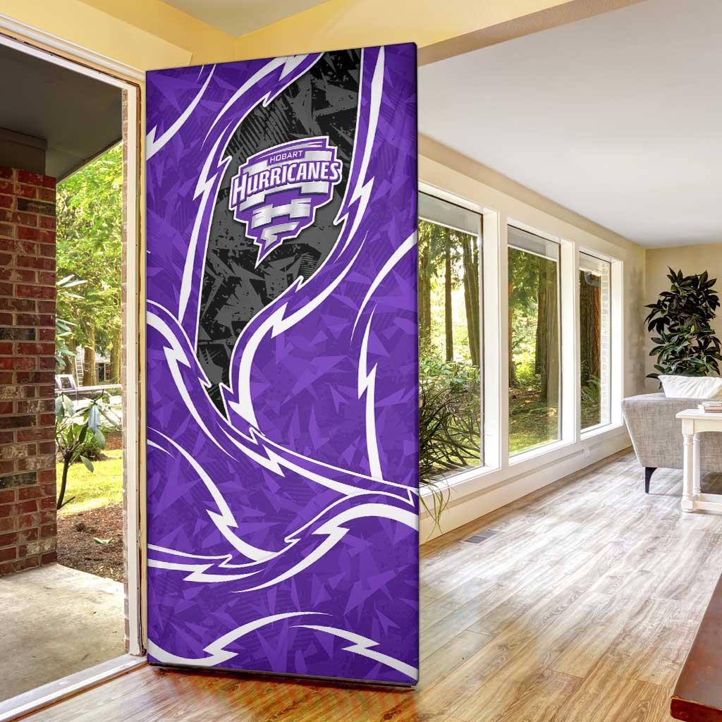 Hobart Hurricanes Door Cover Flaming Lightning Storm Geometric Sports Mascot Art