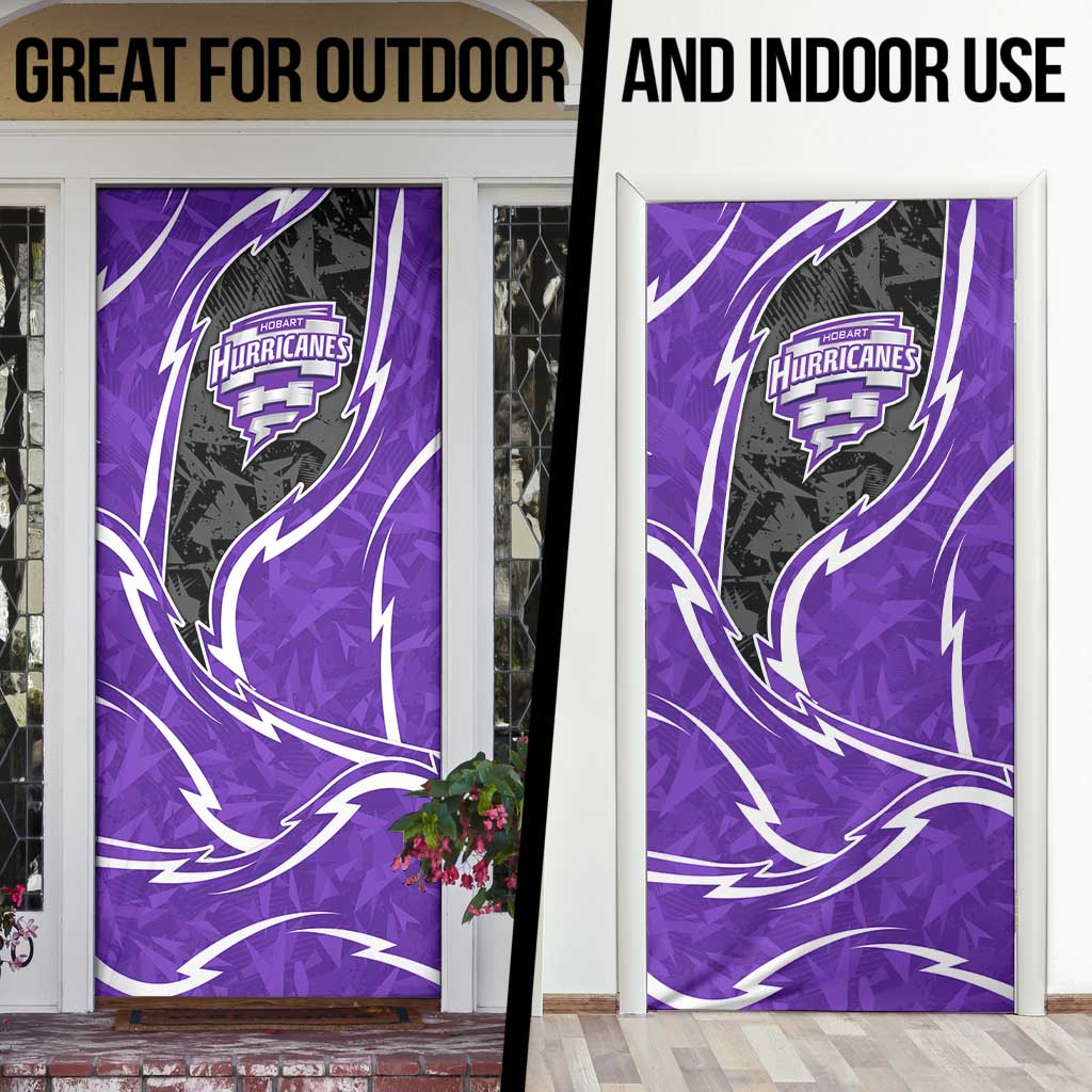 Hobart Hurricanes Door Cover Flaming Lightning Storm Geometric Sports Mascot Art