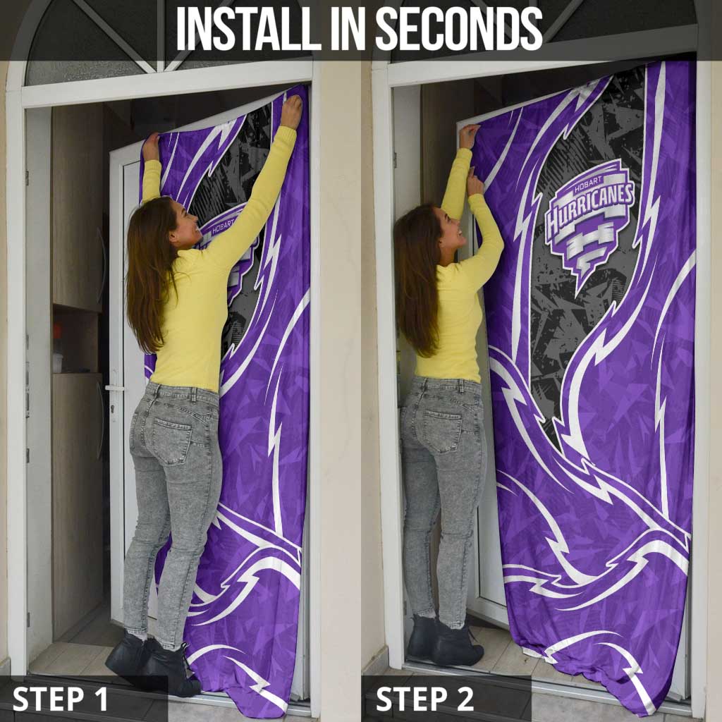 Hobart Hurricanes Door Cover Flaming Lightning Storm Geometric Sports Mascot Art